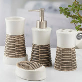 White Wood Ceramic Bath Set (4 Pcs)